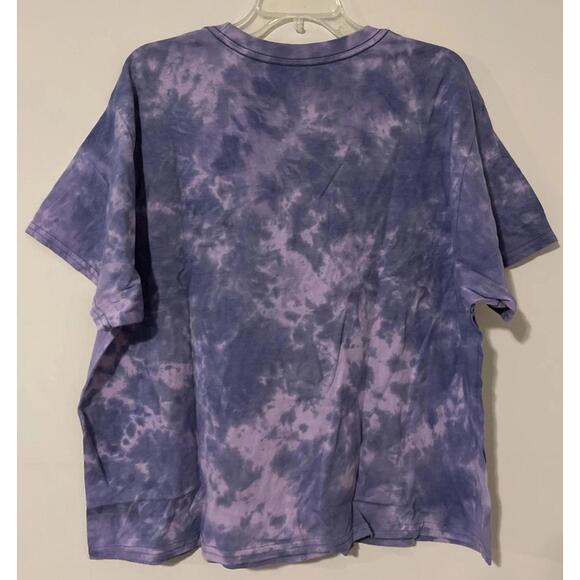 Mighty Fine Womens 2x Purple Tie Dye Short Sleeved Crop Shirt NWT! A2956 - Picture 3 of 3